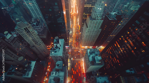 Time-lapse of city traffic from a high vantage point, science and technology, copy space photo