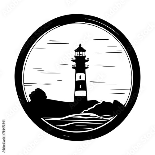 The emblem with a lighthouse