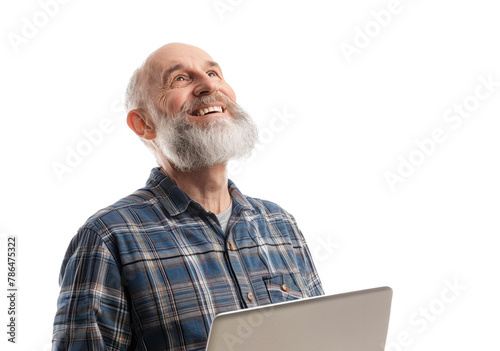 Scandinavian Elderly Man with Laptop