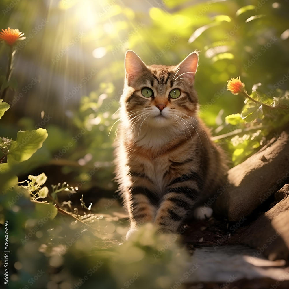 portrait of cat in nature or cat in jungle