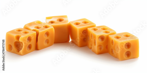 Gelöcherter Emmentaler Käse auf weißen Hintergrund, ai generativ