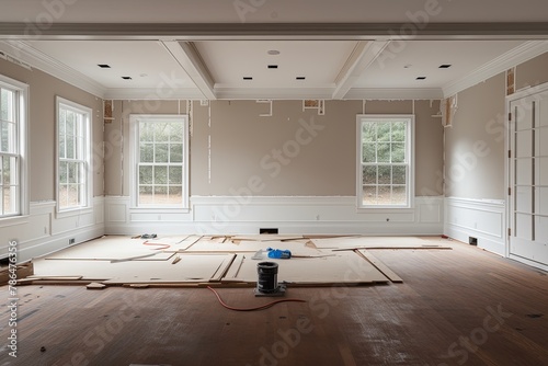 Interior of a living room under renovation
