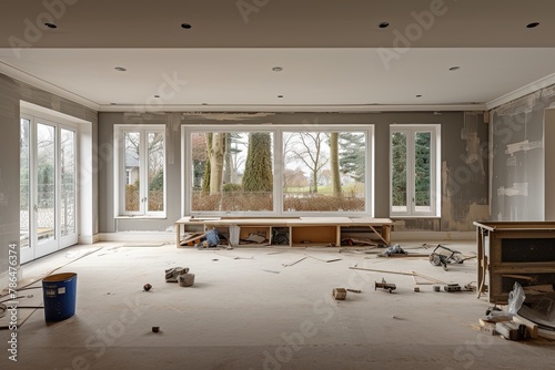 Interior of a living room under renovation