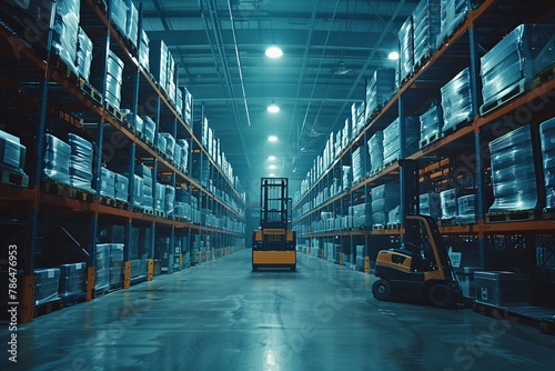Interior of a high tech warehouse logistics center