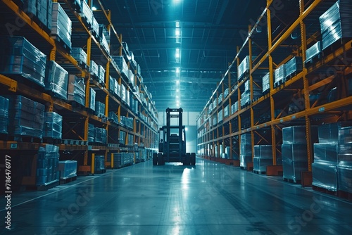 Interior of a high tech warehouse logistics center