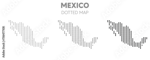 set of Mexico dotted map on white isolated vector