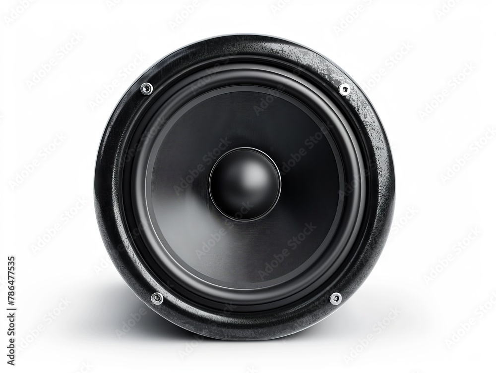 A black speaker on a white background. A black speaker on a white background.