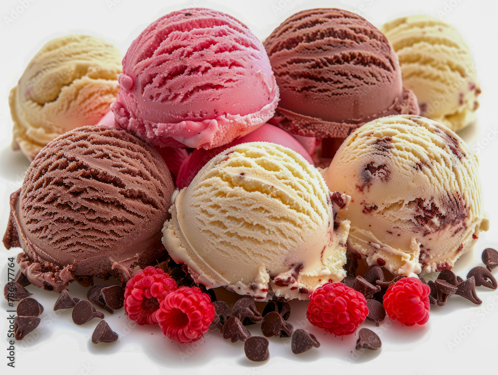 Assorted scoops of classic ice cream flavors Assorted scoops of classic ice cream flavors