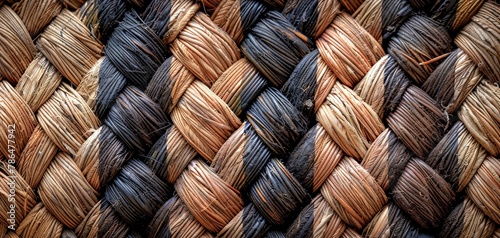 Close Up View of Woven Basket Material. Generative AI