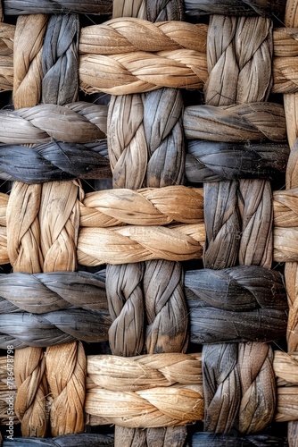 Close Up View of Woven Basket Material. Generative AI