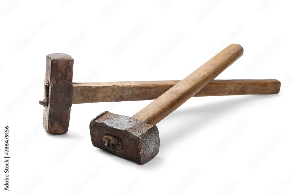 Two sledgehammers isolated on white. Manual tool Two sledgehammers isolated on white. Manual tool