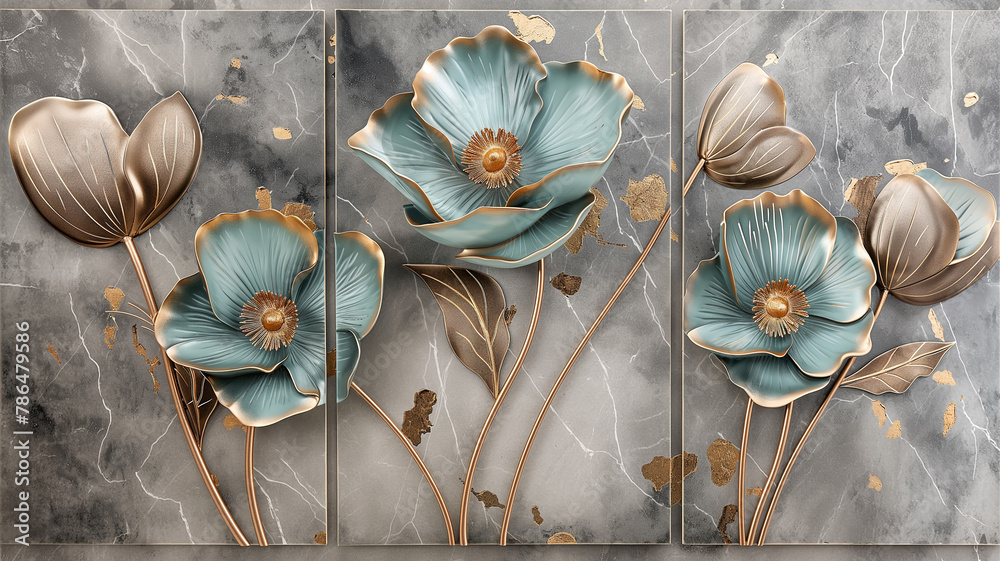 3section wall painting prepared for room decoration and compositions — free download