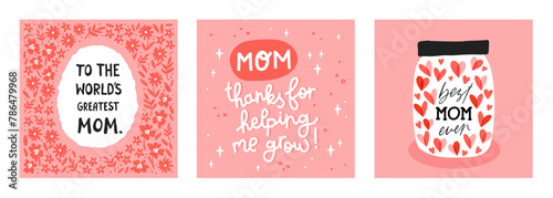 Lovely hand written Mother's Day designs, cute messages, great for cards, invitations, gifts, banners - vector design © TALVA