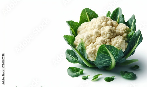 A cauliflower is on a white background with a white background, generative ai