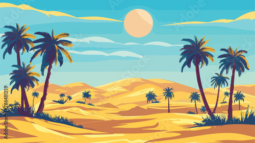 Desert wild panoramic landscape with dunes Vector illustration © inshal