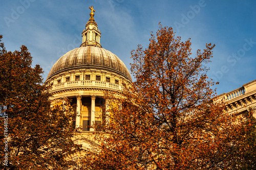 St Pauls Cathedral in London, glowing in the Autumn sun.