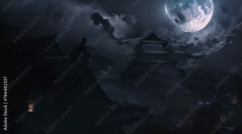 Eclipse Over the Empire: A Warrior's Moonlit Perch