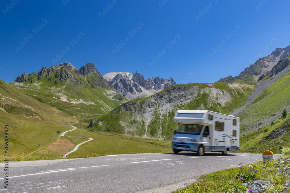 Vanlife, Route des Grandes Alpes near Col du Galibier, Hautes-Alpes, France Vanlife, Route des Grandes Alpes near Col du Galibier, Hautes-Alpes, France