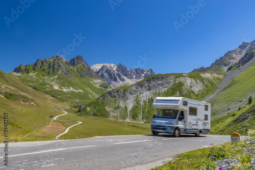 Vanlife, Route des Grandes Alpes near Col du Galibier, Hautes-Alpes, France