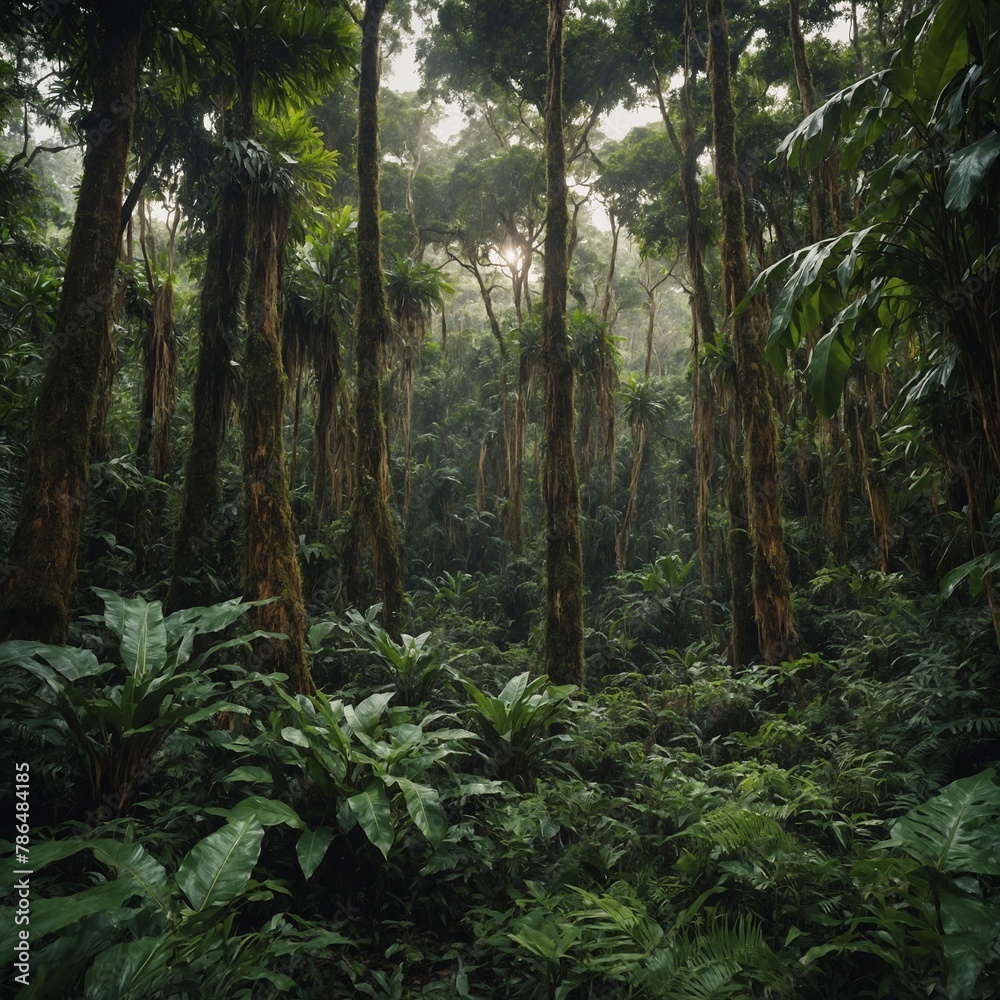 tropical forest in the morning tropical forest in the morning