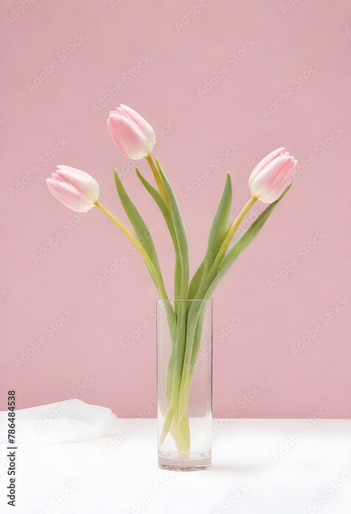 a glass vase filled with pink tulips on a table