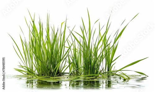 Grass in water isolated on white background. photo
