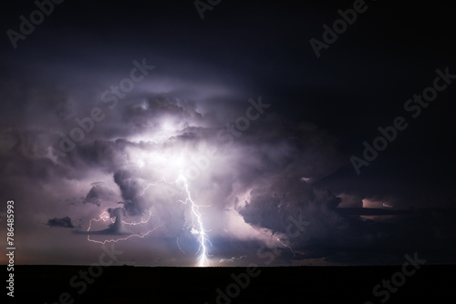 Thunderstorm and lightning in the night sky
