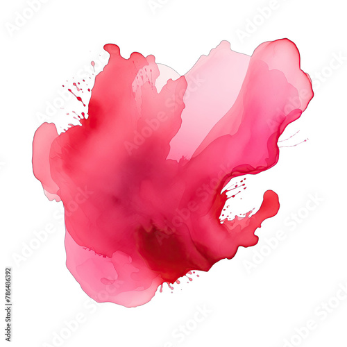 A of watercolor paint pinkred overflow of paint colors stain with saturated edges and texture inside on transparent background photo