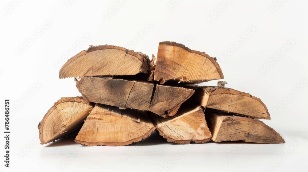 Firewood concept - Stack of timber wood log pile isolated on white background Firewood concept - Stack of timber wood log pile isolated on white background