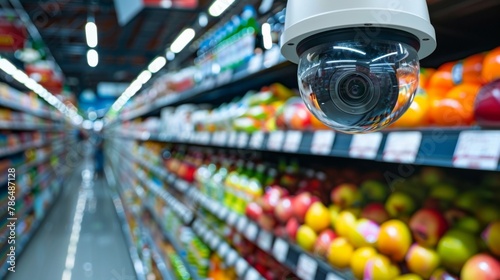 CCTV cameras as silent sentinels, monitoring activity and deterring potential security threats in a supermarket environment photo