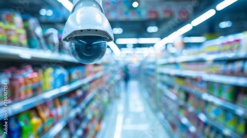 CCTV cameras as silent sentinels, monitoring activity and deterring potential security threats in a supermarket environment photo
