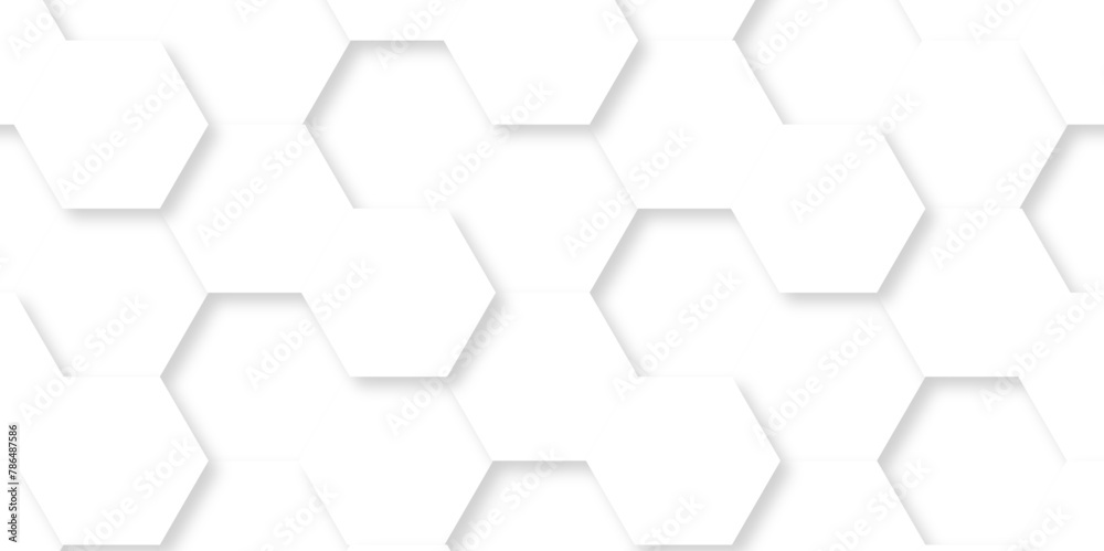 Fototapeta premium Abstract background with hexagons Abstract hexagon polygonal pattern background vector. seamless bright white abstract honeycomb background. 