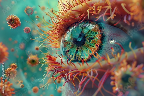 A virus invades an eyeball.
