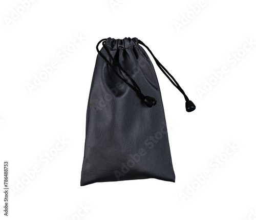 Dark gray nylon bag isolated on white background. 