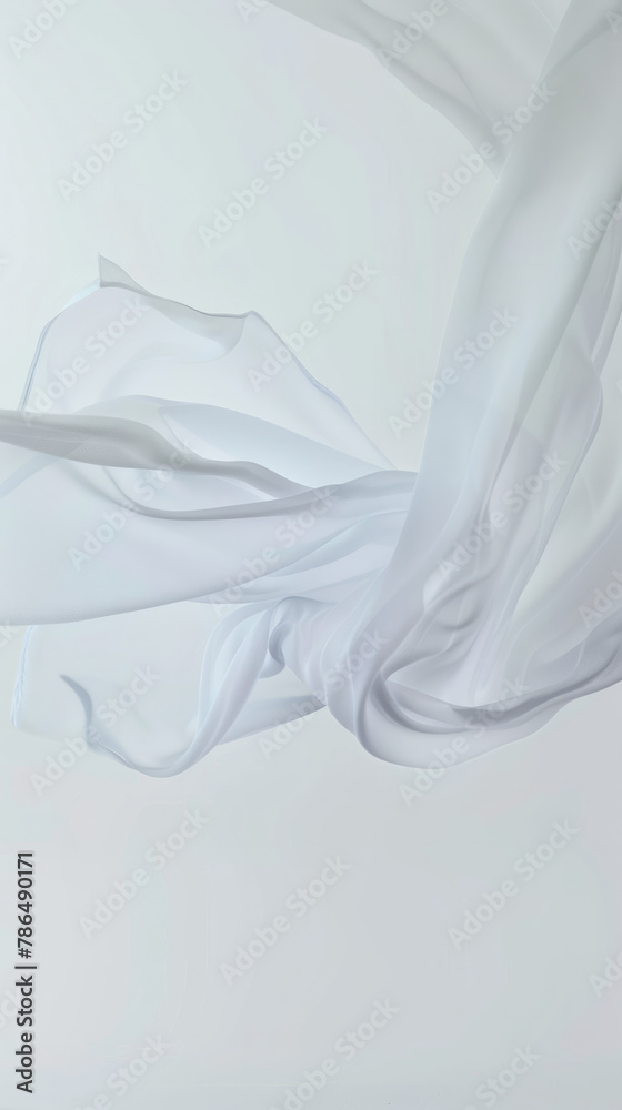 a white fabric floating in the air. a white fabric floating in the air.