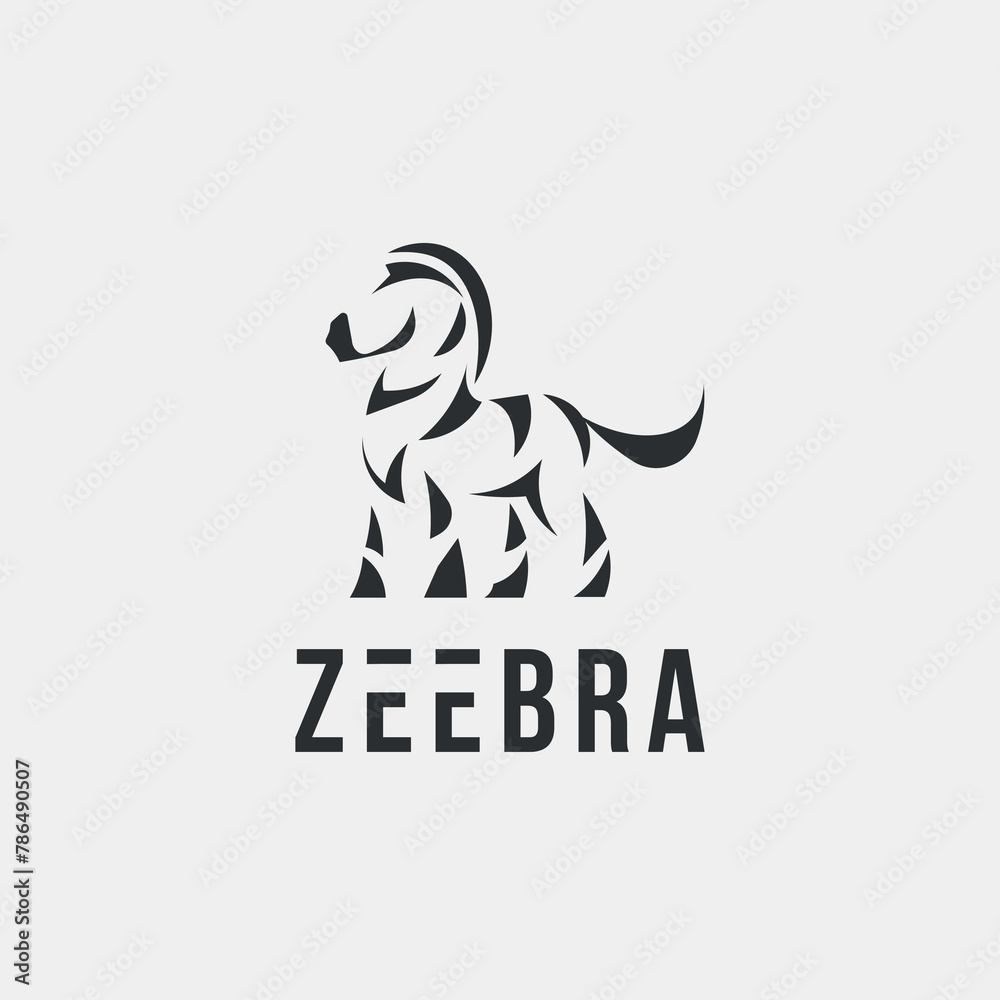 Vector zebra minimal text logo design