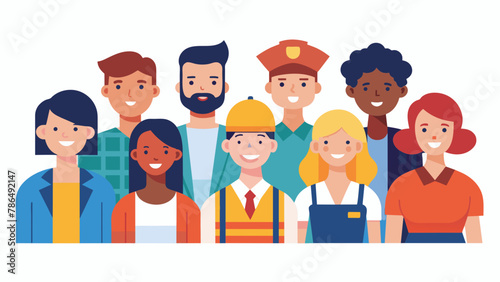 labor day a group of people of different profession vector illustration