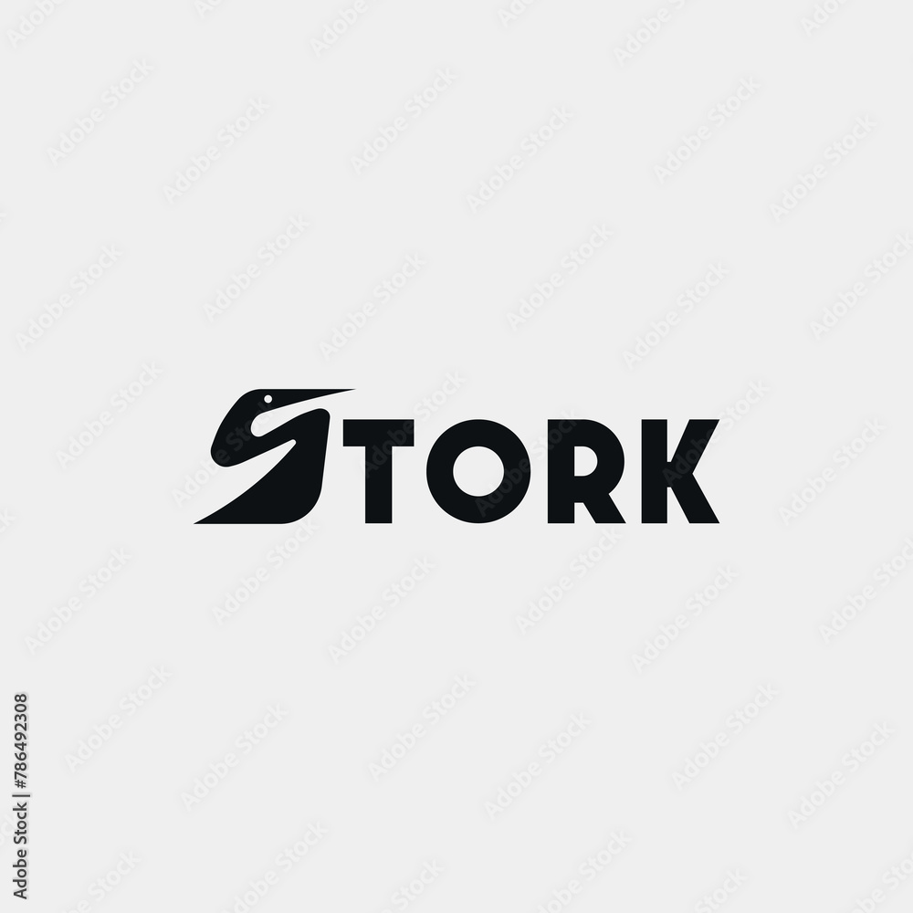 Vector stork minimal text logo design