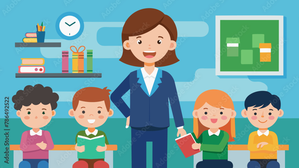 A teacher doing lessons to students vector illustration A teacher doing lessons to students vector illustration