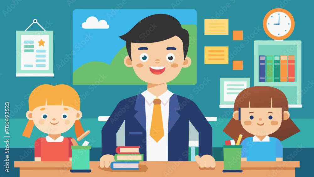 A teacher doing lessons to students vector illustration A teacher doing lessons to students vector illustration