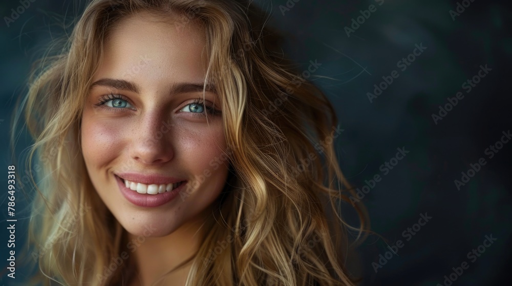 Nice young woman looking at the camera with delicate smile. Nice young woman looking at the camera with delicate smile.
