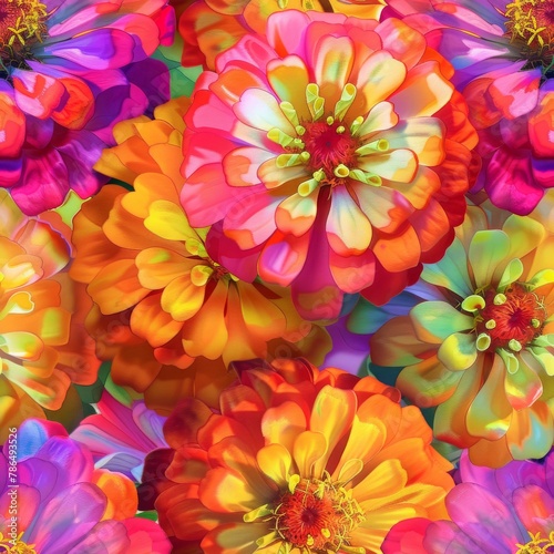 3D seamless Watercolor dahlia in bold and vibrant colors