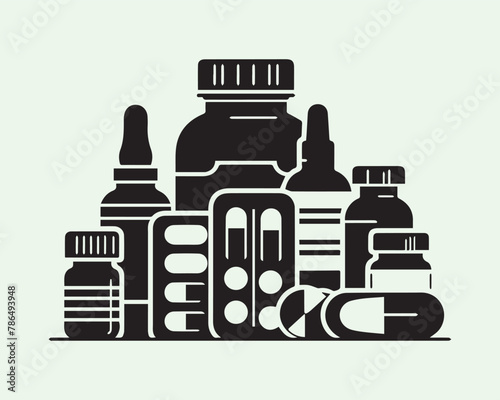 black medical elements ink vector