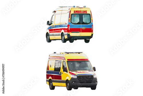 Isolated on white Ambulance Van Ready for Emergency Aid