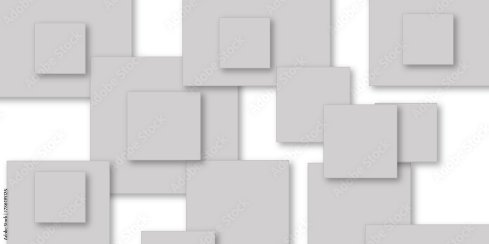 Abstract gray geometric overlapping square pattern. soft shadow on neutral light grey textured background. 3d architecture pattern design. Abstract composition business background for document design.