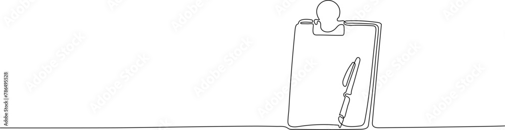 Editable stroke of Clipboard with checklist and pen in one continuous line drawing. To do list sketch and concept for test expertise and exam in simple linear style. Doodle vector illustration Editable stroke of Clipboard with checklist and pen in one continuous line drawing. To do list sketch and concept for test expertise and exam in simple linear style. Doodle vector illustration