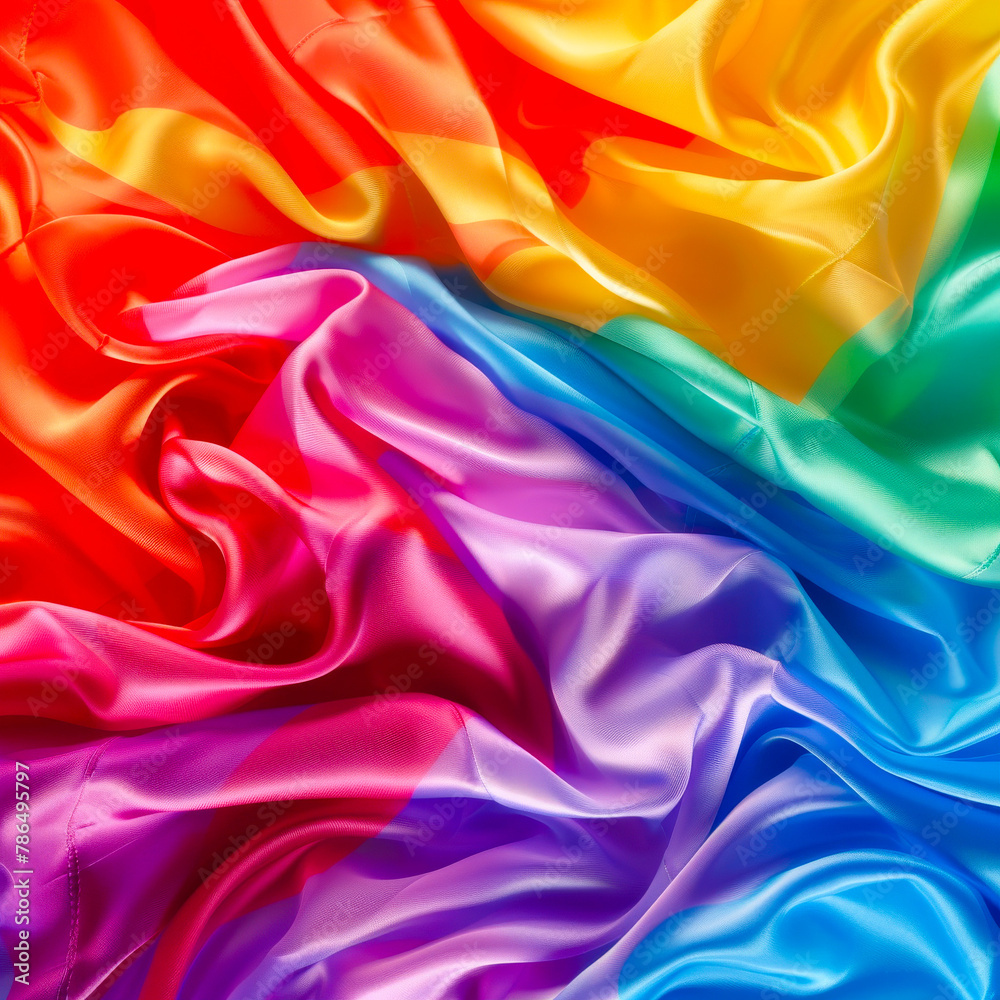 Fototapeta premium Dynamic Rainbow Fabric Waves as LGBT Pride Background 