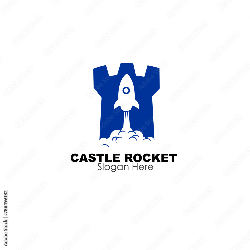 castle rocket logo design concept stock vector illustration
