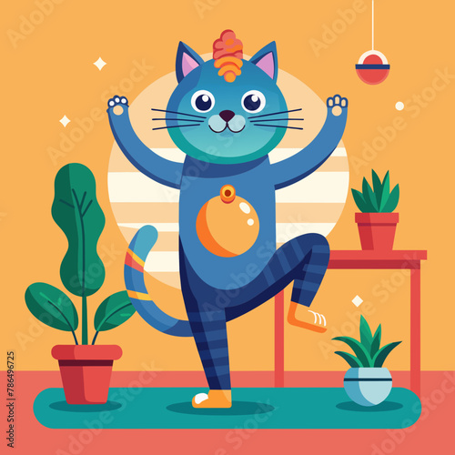 Funny Cat Yoga illustration 