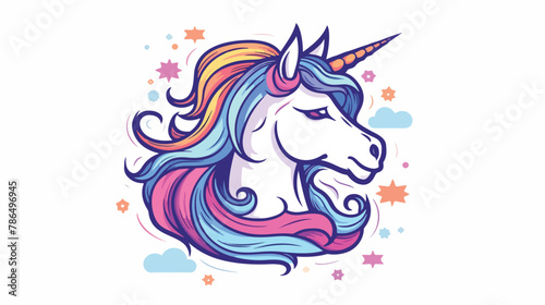 Unicorn doodle icon Vector illustration isolated on wh